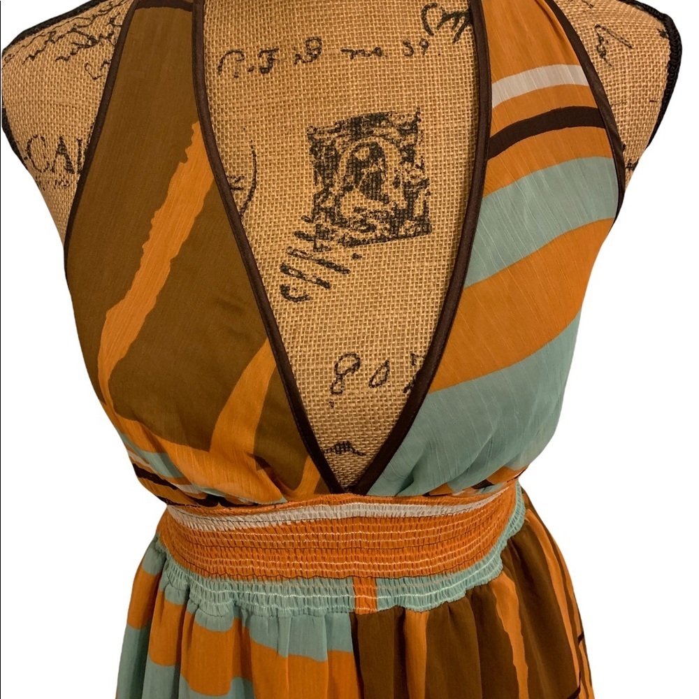 Womens Multicolored,Patchwork Double Zero Halter … - image 6